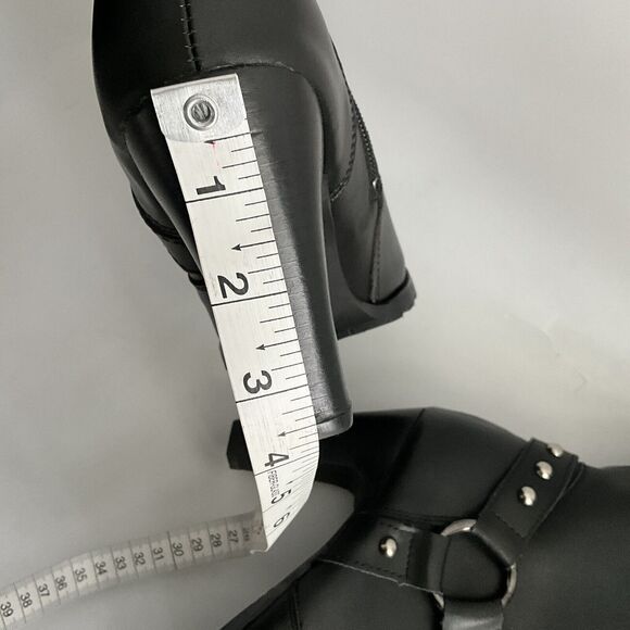 Ride Tecs Biker Studded Heeled Boots with Harness Black 9 - Picture 8 of 13